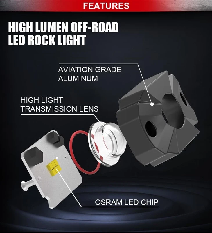 Multicolor Underglow Light 8 Pods LED Rock Lights